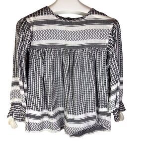 Current/Elliott Womens‎ Peasant Black Grey Cotton Boho Blouse Size Small